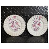 Raymond Waites Iris Quartet Plate (1991) - 2 Bavarian Hand-Painted Plates & 9 Glass Coasters