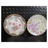 Raymond Waites Iris Quartet Plate (1991) - 2 Bavarian Hand-Painted Plates & 9 Glass Coasters