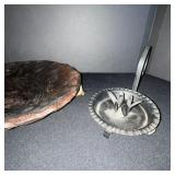 Vintage Metal Wind-Up Figurines Set with Desk & Discs - Industrial Art