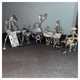 Vintage Metal Wind-Up Figurines Set with Desk & Discs - Industrial Art