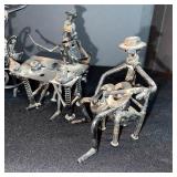 Vintage Metal Wind-Up Figurines Set with Desk & Discs - Industrial Art