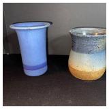 Blue Glazed Ceramic Vases - Pair (Lot of 2)