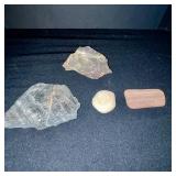 Chert/Flint Rocks with Ridge Texture & Wood Tile (Lot of 4)