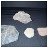 Chert/Flint Rocks with Ridge Texture & Wood Tile (Lot of 4)