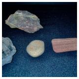 Chert/Flint Rocks with Ridge Texture & Wood Tile (Lot of 4)