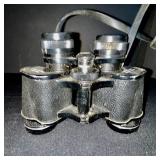Vintage Black Binoculars - Twin-Tube Field Glasses with Strap
