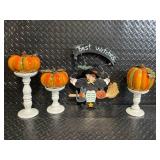 Precious Moments Best Witches LED Pumpkin Trio on Pedestals
