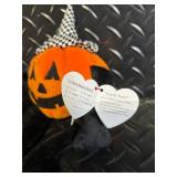 TY Beanie Babies Halloween Collection Assortment - Pumpkin, Ghost, Skeleton, Witch & Bat Plush