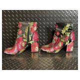 Marc Fisher & Gianni Bini Boots - Floral Tapestry & Black Suede Ankle Boots