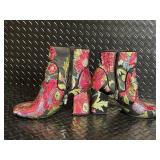 Marc Fisher & Gianni Bini Boots - Floral Tapestry & Black Suede Ankle Boots