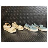 Guess GGCHIPPY Denim Bow Slip-On Sneakers & Beige Strappy Sandals (Lot of 2)