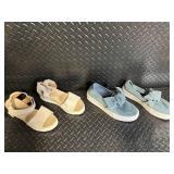 Guess GGCHIPPY Denim Bow Slip-On Sneakers & Beige Strappy Sandals (Lot of 2)