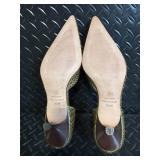 Ann Taylor Crocodile-Embossed Leather Bag & Olive-Gold Pumps, 8 1/2 M