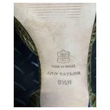 Ann Taylor Crocodile-Embossed Leather Bag & Olive-Gold Pumps, 8 1/2 M