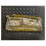 Ann Taylor Crocodile-Embossed Leather Bag & Olive-Gold Pumps, 8 1/2 M