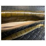 Ann Taylor Crocodile-Embossed Leather Bag & Olive-Gold Pumps, 8 1/2 M