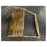 Ann Taylor Crocodile-Embossed Leather Bag & Olive-Gold Pumps, 8 1/2 M