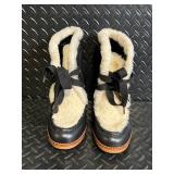 Kate Spade New York Black Leather Shearling Boots - Size US 10M