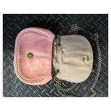 Gold Metallic Pleated Clutch & Banana Republic Pink Crossbody Chain Bag (Lot of 2)