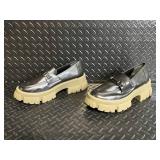 Steve Madden Trifecta Leather Loafers - Black Platform Sole - Women