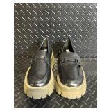 Steve Madden Trifecta Leather Loafers - Black Platform Sole - Women