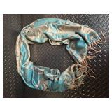 Jerusalem Cashmere Scarf - 100% Cashmere Turquoise Fringe