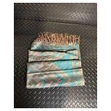 Jerusalem Cashmere Scarf - 100% Cashmere Turquoise Fringe