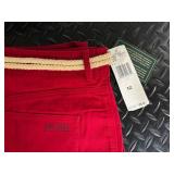Lauren Ralph Lauren Red 100% Cotton Pants - Size 12 with Rope Belt