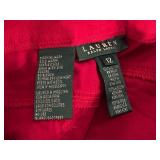 Lauren Ralph Lauren Red 100% Cotton Pants - Size 12 with Rope Belt