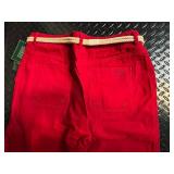 Lauren Ralph Lauren Red 100% Cotton Pants - Size 12 with Rope Belt