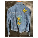 Bill Blass Jeanswear Denim Jacket - Butterfly Embroidery Back - XL