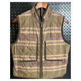 Ralph Lauren Quilted Plaid Vest - Tan Olive with Purple Stripes, Front Zipper