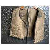 Ralph Lauren Quilted Plaid Vest - Tan Olive with Purple Stripes, Front Zipper