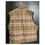 Ralph Lauren Quilted Plaid Vest - Tan Olive with Purple Stripes, Front Zipper
