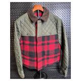Polo Ralph Lauren Quilted Jacket Olive Green and Red Buffalo Plaid Panel - Size 14