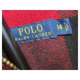 Polo Ralph Lauren Quilted Jacket Olive Green and Red Buffalo Plaid Panel - Size 14