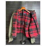 Polo Ralph Lauren Quilted Jacket Olive Green and Red Buffalo Plaid Panel - Size 14