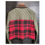 Polo Ralph Lauren Quilted Jacket Olive Green and Red Buffalo Plaid Panel - Size 14