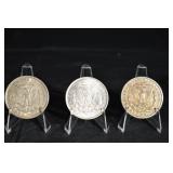 Three U.S. Silver Dollar Coins - 1921 Date