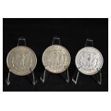 Morgan Silver Dollar Coins - 3 Coins, Obverse Liberty Head, Reverse Eagle