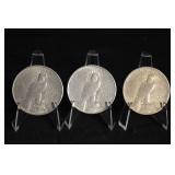 Peace Dollar Coins - 1925, 1923, 1927(Lot of 3)