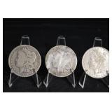 Morgan Silver Dollars - 3 Coins (1891, 1880, 1880)