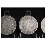 Morgan Silver Dollars - 3 Coins (1891, 1880, 1880)