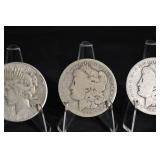 US Silver Dollar Coins - 1924, 1899, 1897 (Lot of 3)