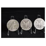 US Silver Dollar Coins - 1924, 1899, 1897 (Lot of 3)