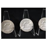 Franklin Half Dollars (Lot of 3) - 1948-1963, 90% Silver US 50c Coins