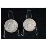 Franklin Half Dollars (Lot of 3) - 1948-1963, 90% Silver US 50c Coins