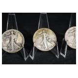Walking Liberty Half Dollars - 3 Coins (1916-1947) US Silver