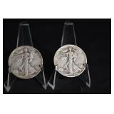 Walking Liberty Half Dollar Trio - 3 Silver US Coins in Acrylic Stands