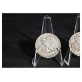 Walking Liberty Half Dollar Trio - 3 Silver US Coins in Acrylic Stands